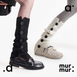Tad murmur保暖羊毛堆堆袜套女可调节钮扣开叉针织y2k亚文化腿套