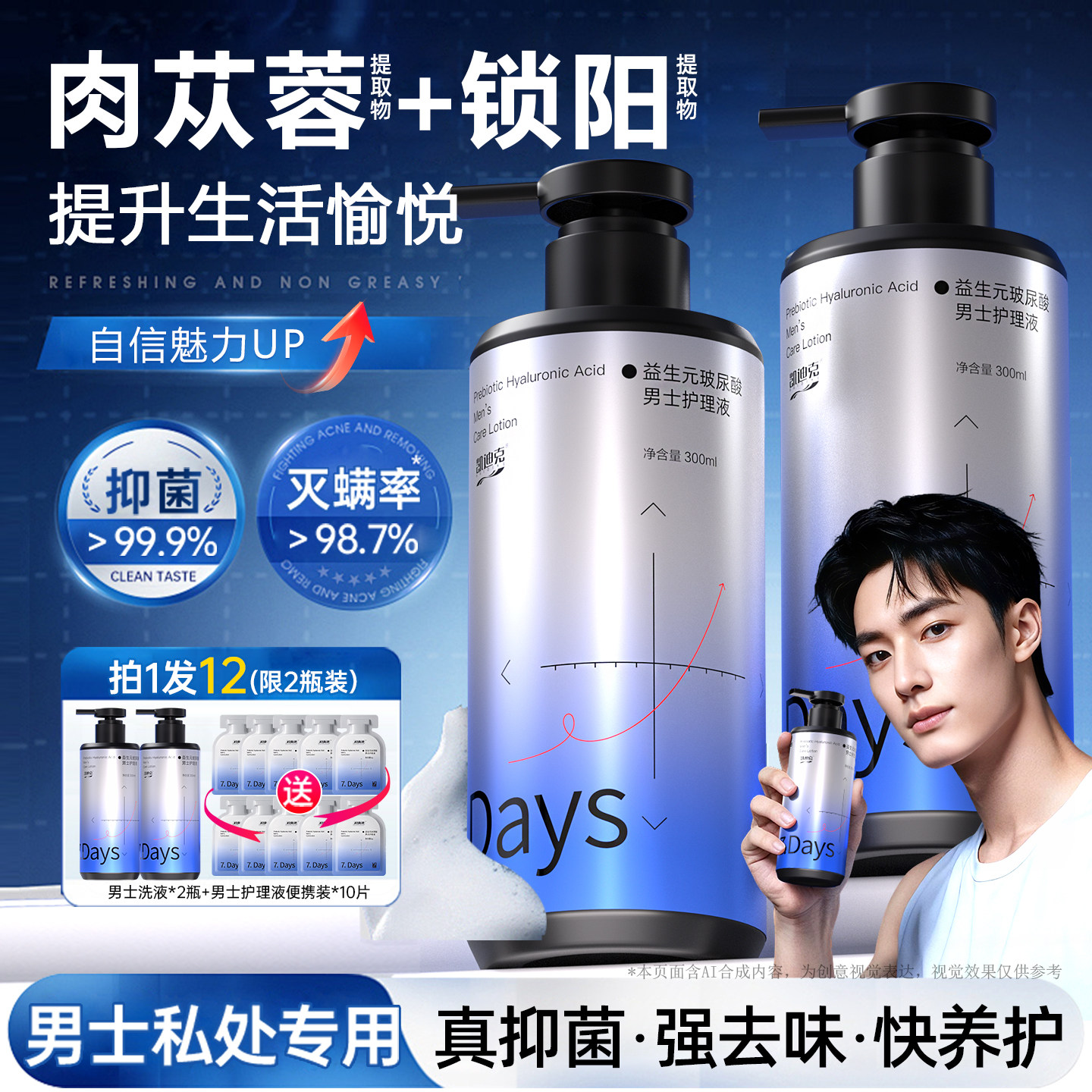 妇炎洁男士私处清洗液抑菌私密护理液日常沐浴露洗护液清洁男性
