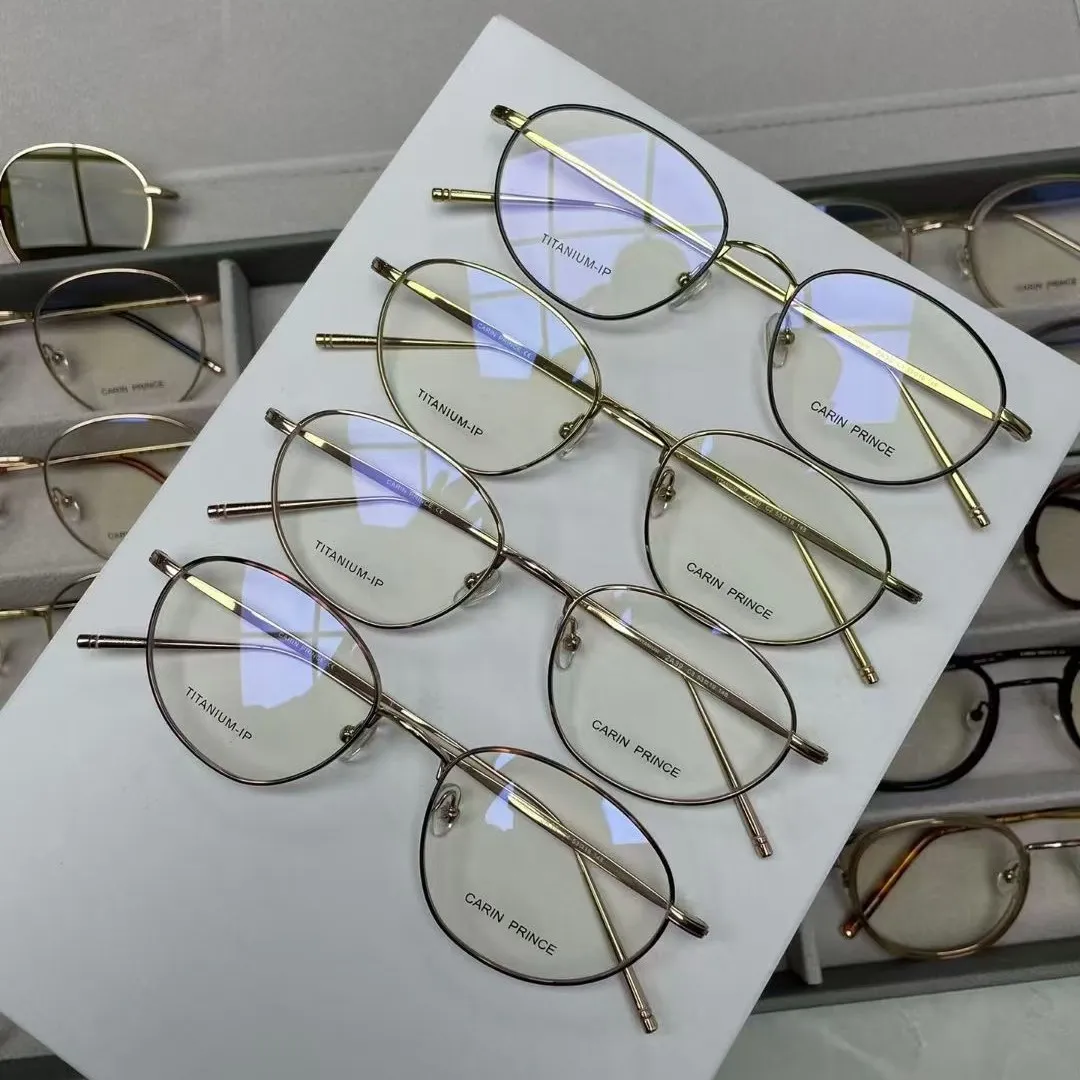 25个性时尚纯钛金色近视椭圆眼镜