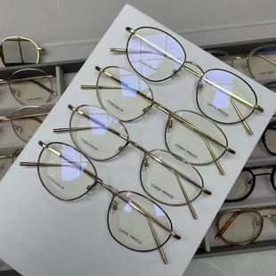 25个性时尚more carin EDELL同款眼镜框纯钛金色近视椭圆眼镜2A39