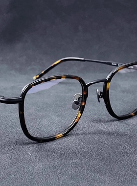 13.8g纯钛超轻Alcor日本手工眼镜框男女复古方框近视可配度数钛架