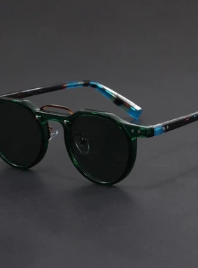 新款小圆框嘻哈朋克风太阳镜潮流复古个性男女防紫外线驾驶墨镜