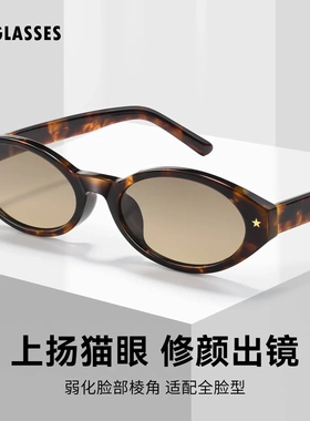 韩版玳瑁色猫眼小框防紫外线墨镜