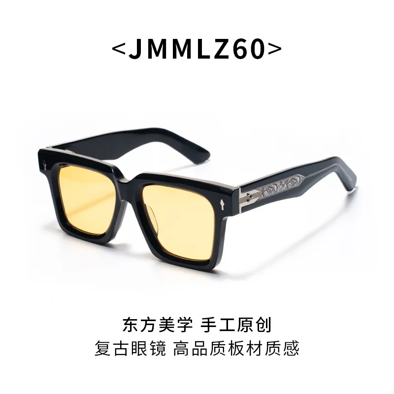 跨境热销JMMLZ60复古个性大脸方框成熟男墨镜质感板材防晒太阳镜