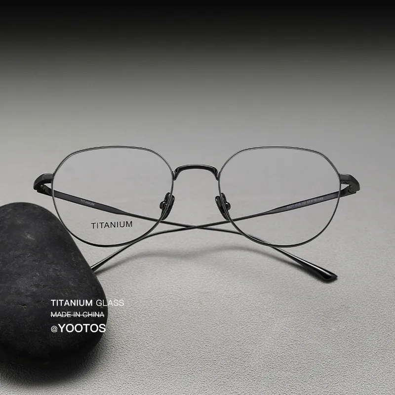 YOOTOS932T日式多边形纯钛小框眼镜框可配近视女钛架近视镜