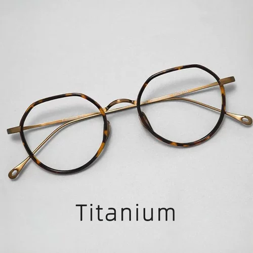 日系复古纯钛多边形近视镜框