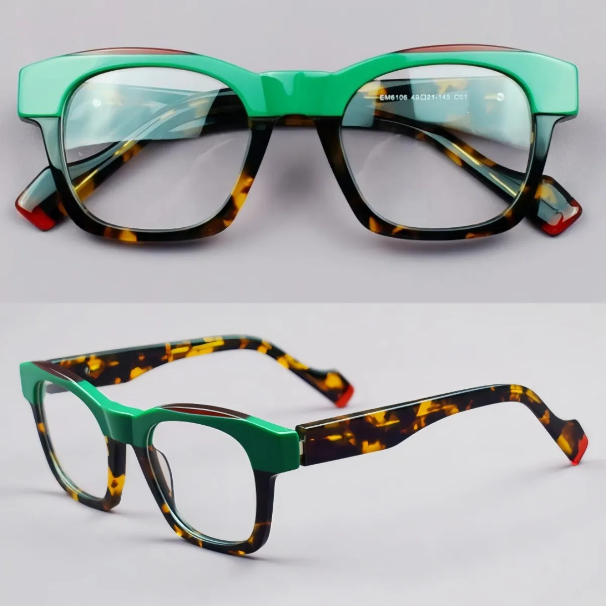 跨境欧美时尚板材拼料复古镜架个性时尚可配近视抗蓝光老花镜