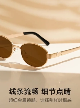 新款金属偏光防紫外线朋克镜椭圆形个性偏光时尚复古太阳眼镜8709