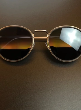 新款潮流太阳镜男士复古小圆框眼镜港风黑玳瑁墨镜女防紫外线近视