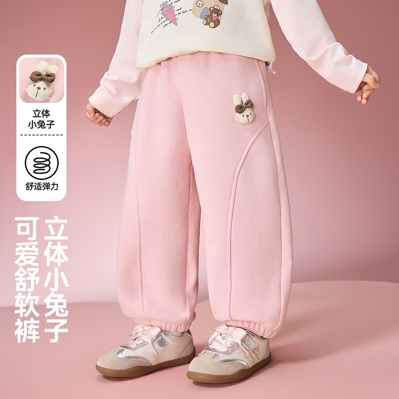 ASK女童裤子秋装儿童运动裤2024新款洋气加绒女宝宝休闲裤秋冬