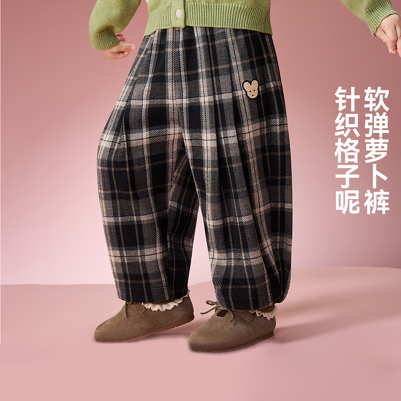 ASK童装儿童裤子2025新款秋装女童格子休闲裤女宝宝长裤洋气百搭