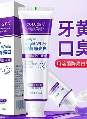 溶菌酶亮白牙膏美白清新口气紫色牙膏去渍炫白家庭洁牙Maigoole