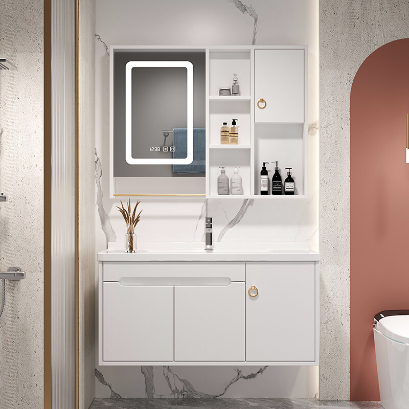 橡木实木浴室柜陶瓷一体盆组合轻奢现代简约智能卫生间洗漱洗手盆
