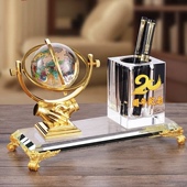 2023新款 饰乔迁开业礼品 高档桌面摆件水晶笔筒轻奢领导办公室装