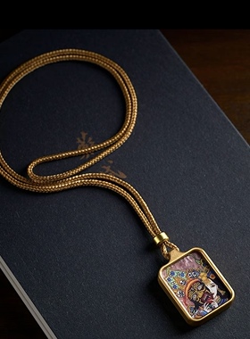 【前世今生唐卡】半手绘彩绘本命年唐卡吊坠招财转运男女项链饰品