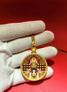【五台山五爷文殊双面圆牌】藏式唐卡手绘盒吊坠随身项链爆款男女