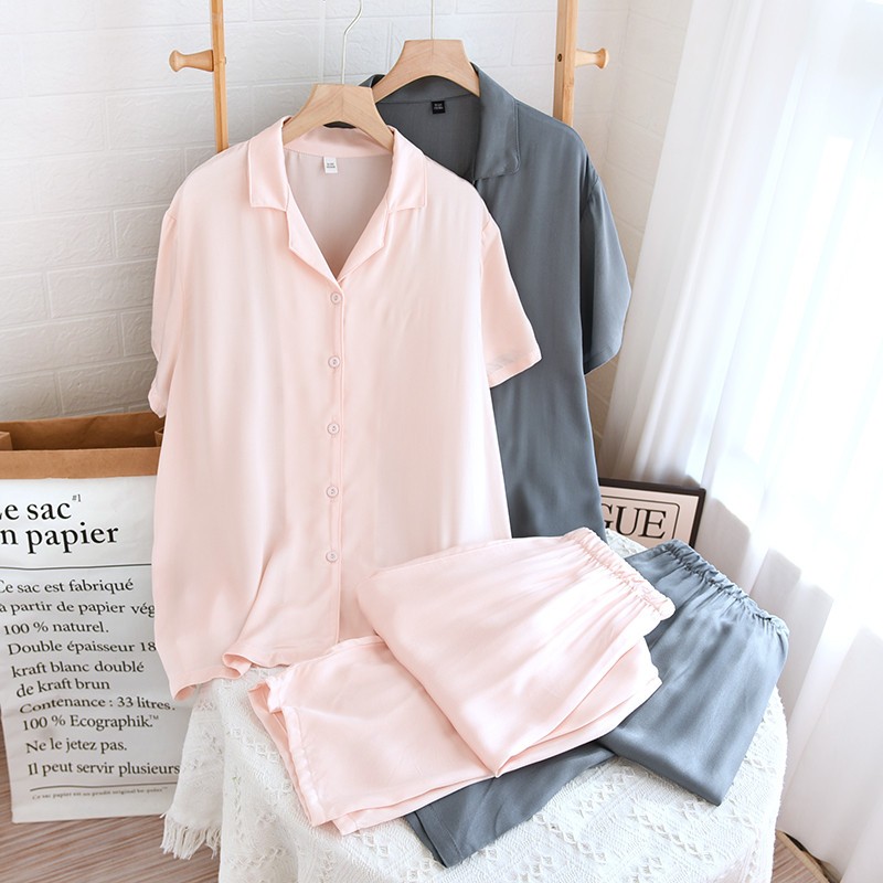 【精品】棉绸睡衣情侣男士夏季冰丝家居服女2025新款仿真丝绸短袖