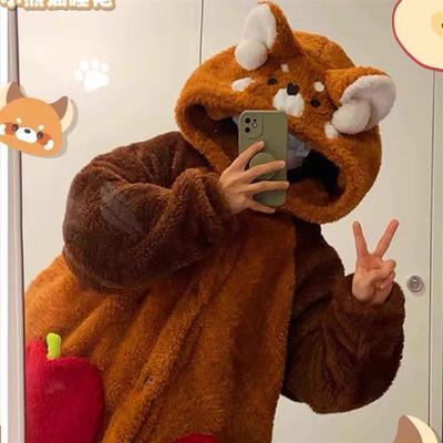 小浣熊睡衣女款冬季珊瑚绒加厚