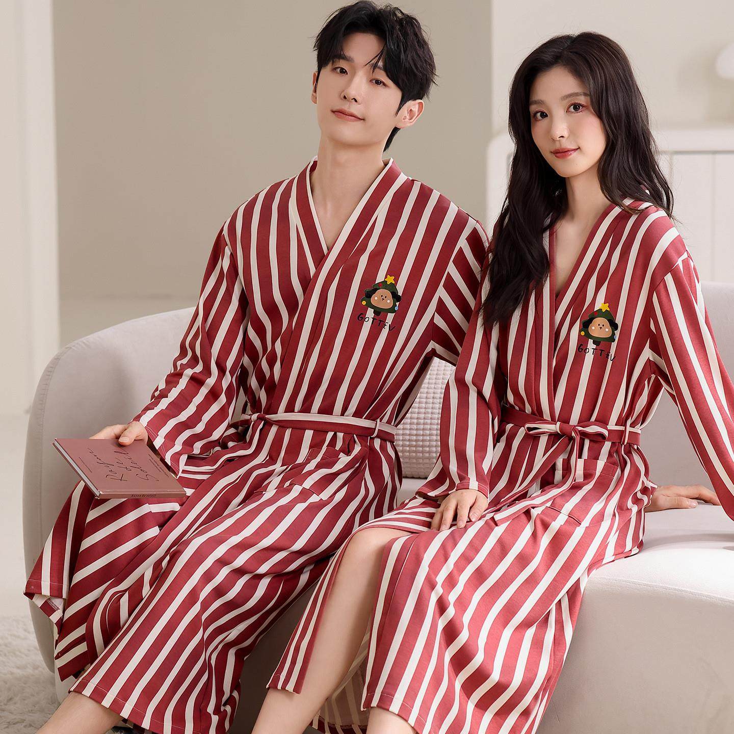 情侣睡衣女春秋季纯棉长袖浴袍长款红色情侣睡裙浴衣家居服式睡衣,女士内衣/男士内衣/家居服,睡袍/浴袍,淘宝优惠券,粉丝福利购,淘宝优惠卷