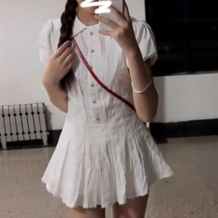 学院风白色衬衫连衣裙子