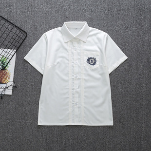 方領(lǐng)襯衫 JK制服襯衫 溫柔一刀短袖 夏季 尖領(lǐng)前風(fēng)琴褶襯衫 一刀