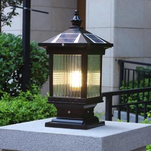 太阳能柱头灯户外防水庭院灯别墅围墙柱子灯新中式院墙大门门柱灯