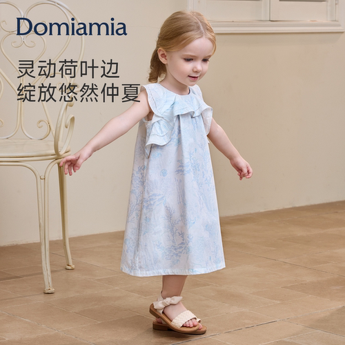 Domiamia女童连衣裙儿童公主裙大童小童碎花背心裙可爱宝宝裙子