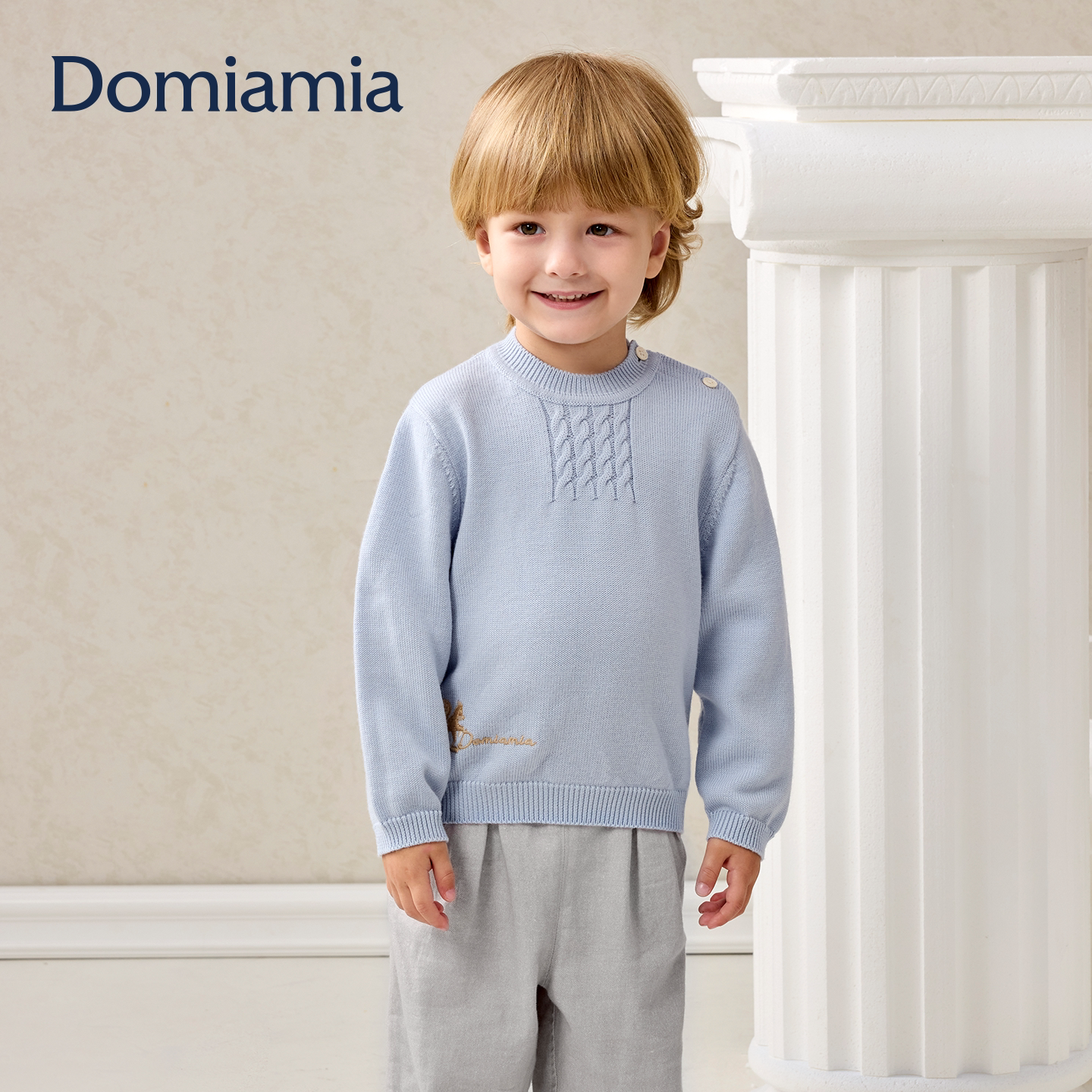 Domiamia男童100%绵羊毛针织开衫