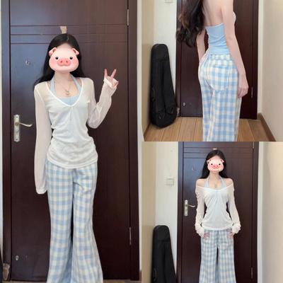 送运费险甜辣妹罩衫吊带叠穿T恤