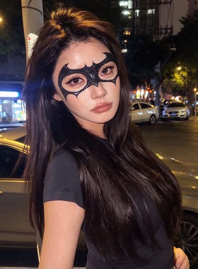 万圣节脸贴黑色蝙蝠贴纸女生半脸妆容DIY眼妆钻贴拍照出片小神器