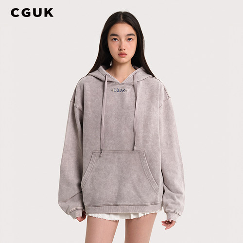 【王梓薇同款】CGUK绣花连帽卫衣宽松卫衣阔腿卫裤