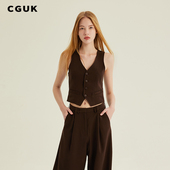 休闲马甲阔腿裤 CGUK套装 两件套 马甲长裤 秦岚 套装 王梓薇同款