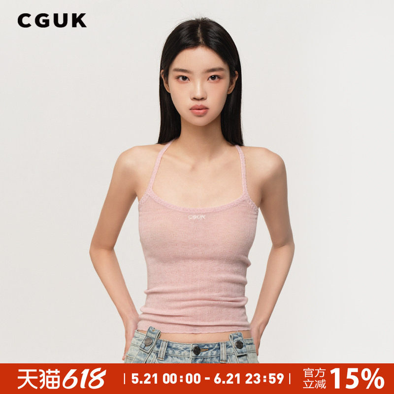 【明星同款】CGUK 花边桶经吊带修身100%绵羊毛背心吊带