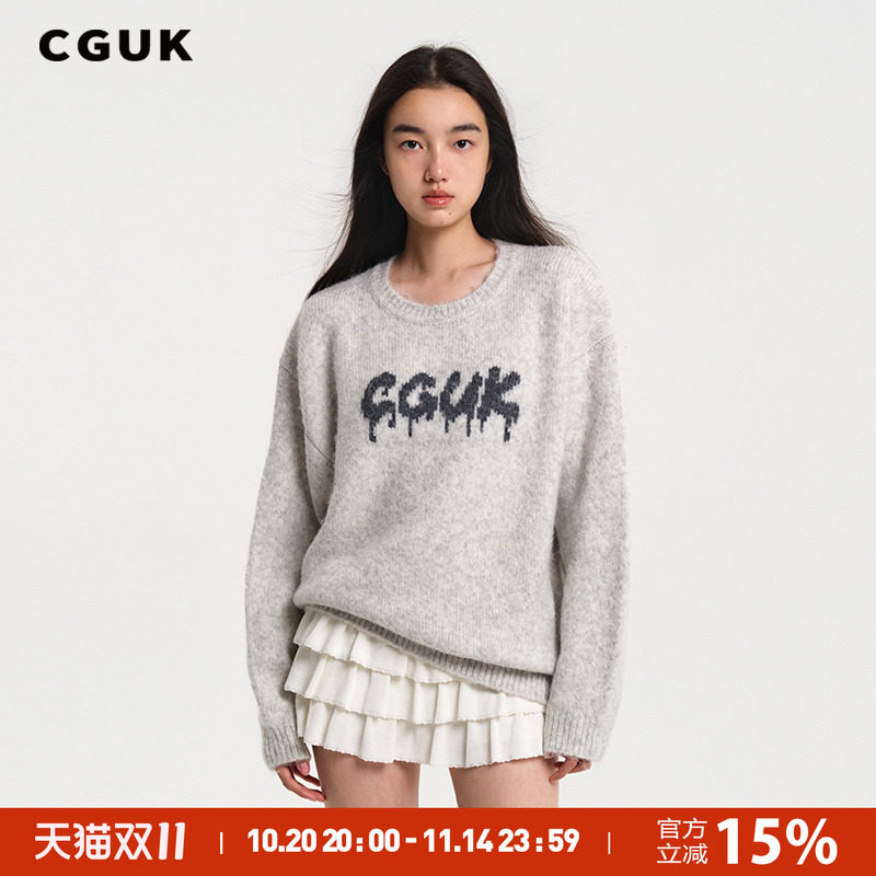 【孙怡同款】CGUK 宽松提花毛衣 百搭休闲毛衣
