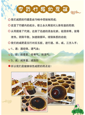 中药竹罐的功效作用介绍宣传图海报美容院养生馆装饰画贴画广告纸