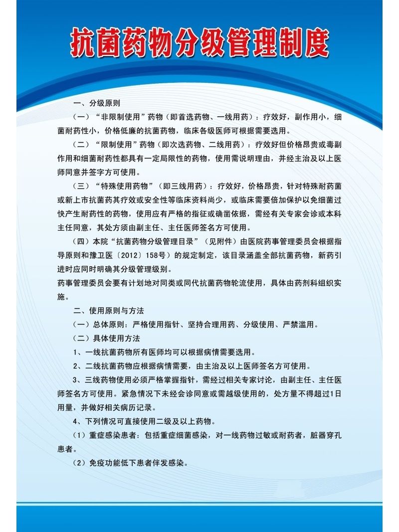 抗菌药物分级管理制度海报展板抗菌药物临床应用分级管理目录墙贴