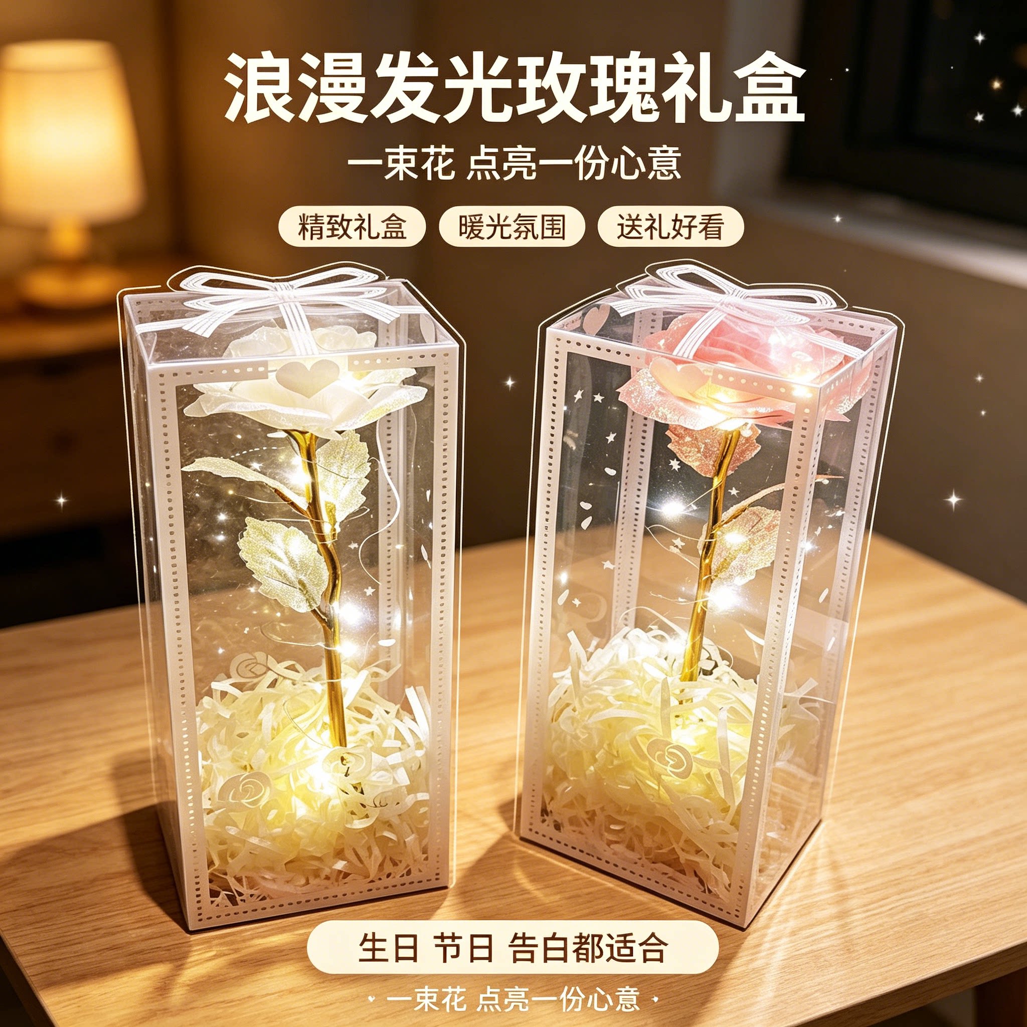 炫彩玫瑰永生花束礼盒情人节图片