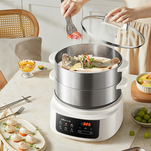 小熊电蒸锅多功能家用三层大容量不锈钢蒸锅全自动蒸煮一体锅蒸笼