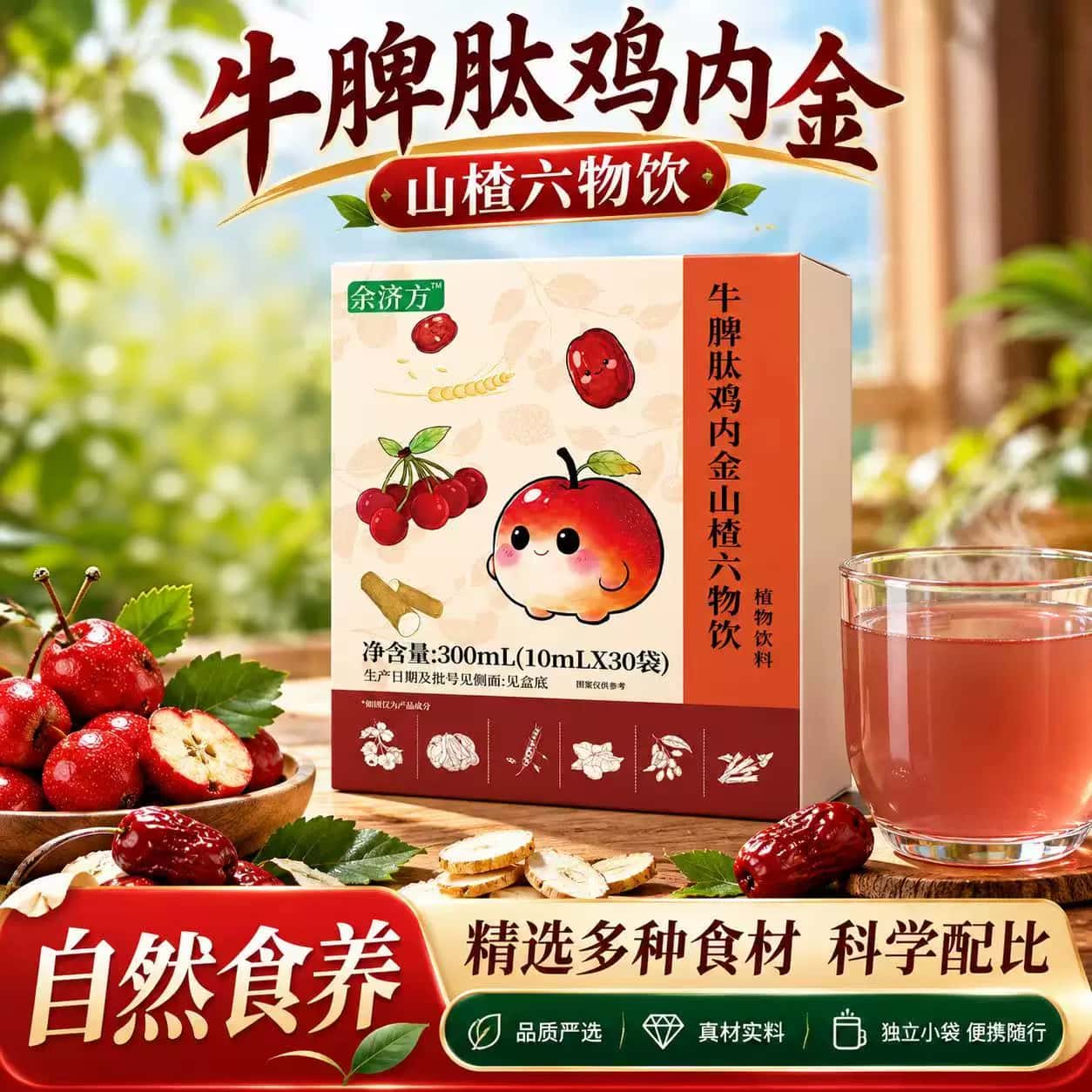 正品牛脾肽鸡内金山楂六物饮山楂饮特膳饮草本植物浓缩萃取高含量