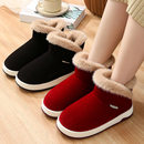 男款 室内家居外穿包跟厚底防滑加绒保暖棉鞋 女士冬季 中老年棉拖鞋
