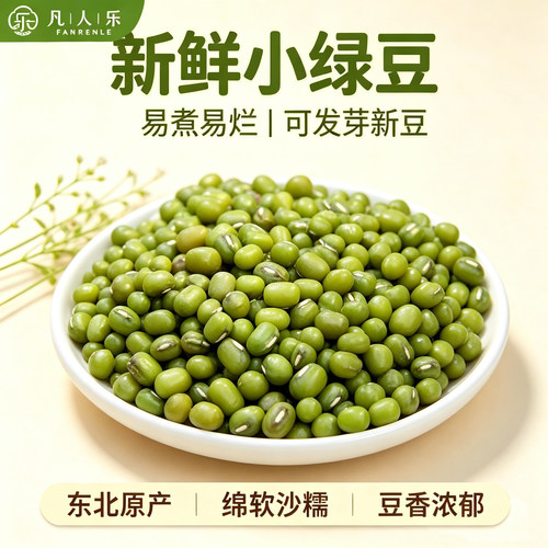 凡人乐新鲜绿豆杂粮煮汤煮粥粗粮绿豆汤新绿豆解暑农家绿豆