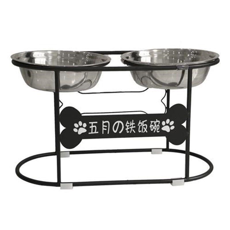 铁艺双盆不锈钢狗食架p狗盆狗碗猫碗宠物双碗支架狗食盆金毛大型