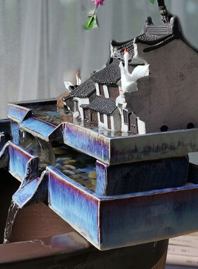 鱼缸摆件陶瓷流水循环创意假山z石槽水缸水池喷泉造景养鱼盆配件