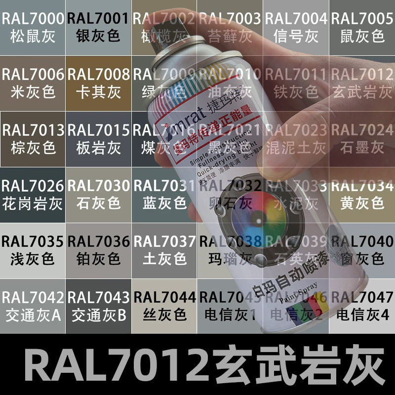 RAL7012玄武岩灰自动喷漆劳尔7015板岩灰7035浅灰色金属修补油漆 - 实物图