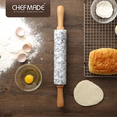chefmade大l理石擀面杖披萨大号擀面杖面棍擀面棒压面家用烘焙工