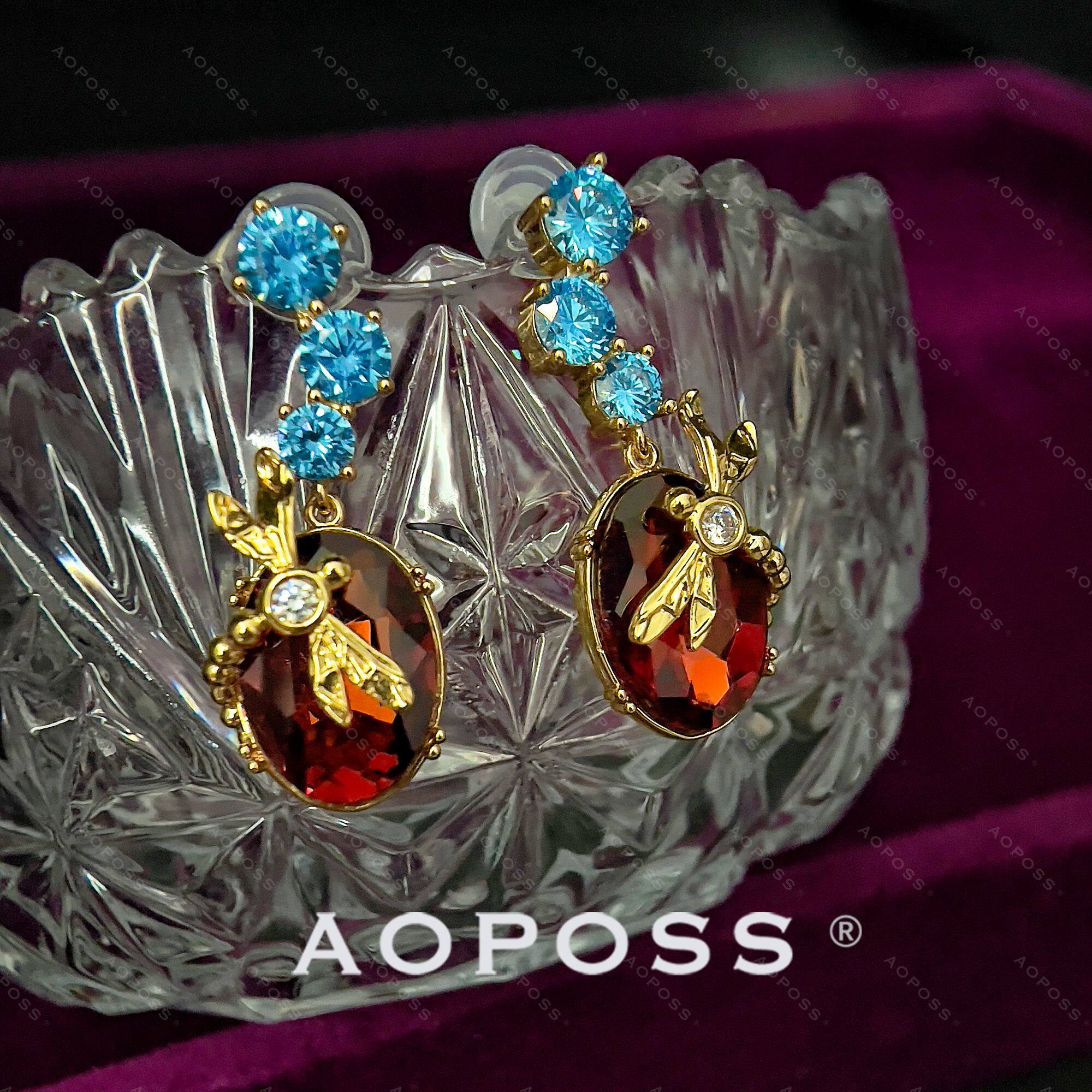 AOPOSS白姿[雨露蜻蜓]耳钉耳夹女款原创设计撞色小众气质独特个性
