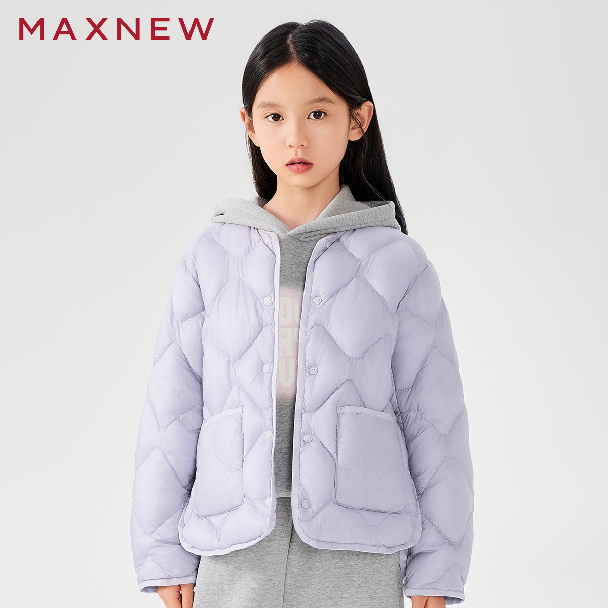 【门店同款】马恩MAXNEW童装新款女大童菱形格羽绒服轻薄透气儿童