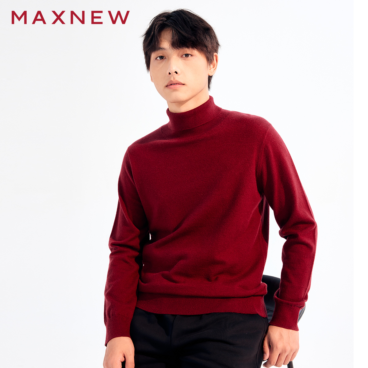 【门店同款】马恩MAXNEW男装新款经典基础高领毛衣修身内搭保暖上