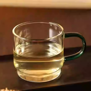 高硼硅玻璃客杯 禾器 带把品茗杯 定制专款 90ml 粉金标逸杯