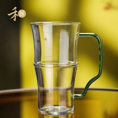 禾器竹节君乐杯高硼硅玻璃绿茶杯